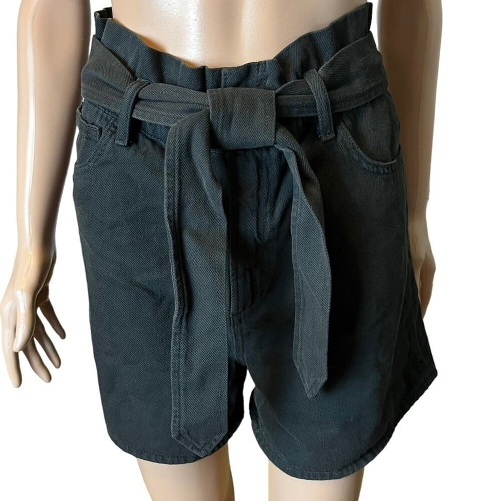 Joe’s Womens NWT Black Denim Shorts 30 "Brinkley" Midrise Belted Paperbag